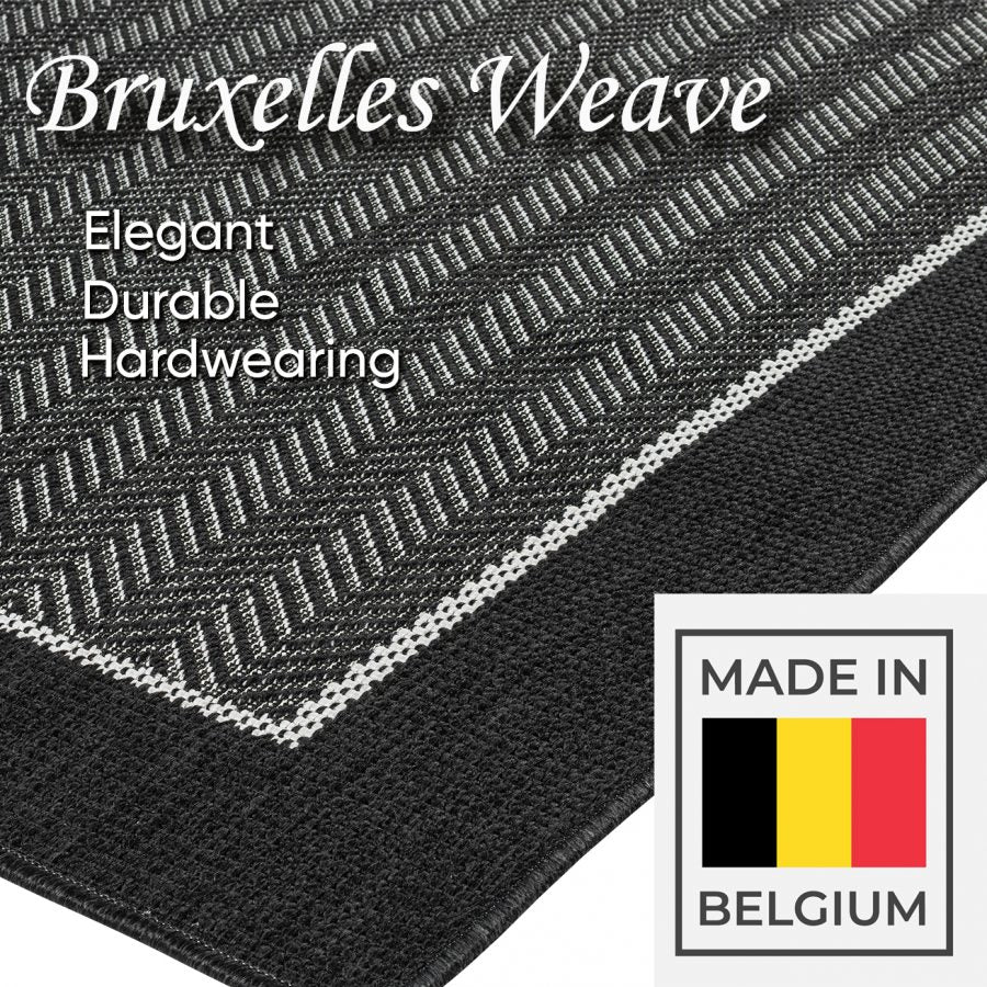 Outdoor Indoor Reversible Rug Quality Woven Soft  Sisal Look Weave Black White Cream Colour