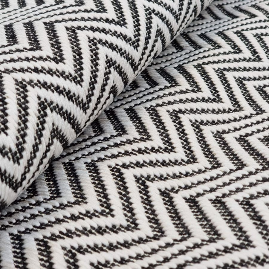 Outdoor Indoor Reversible Rug Quality Woven Soft  Sisal Look Weave Black White Cream Colour