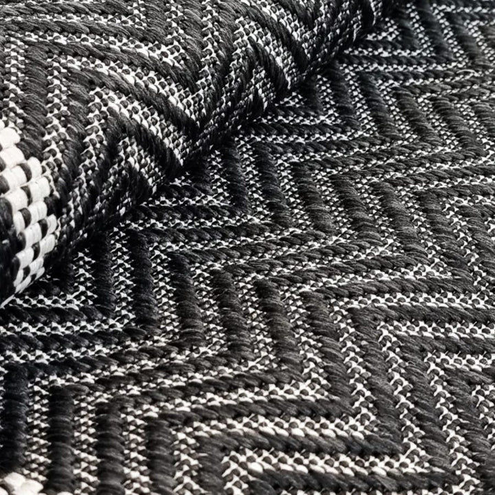 Outdoor Indoor Reversible Rug Quality Woven Soft  Sisal Look Weave Black White Cream Colour