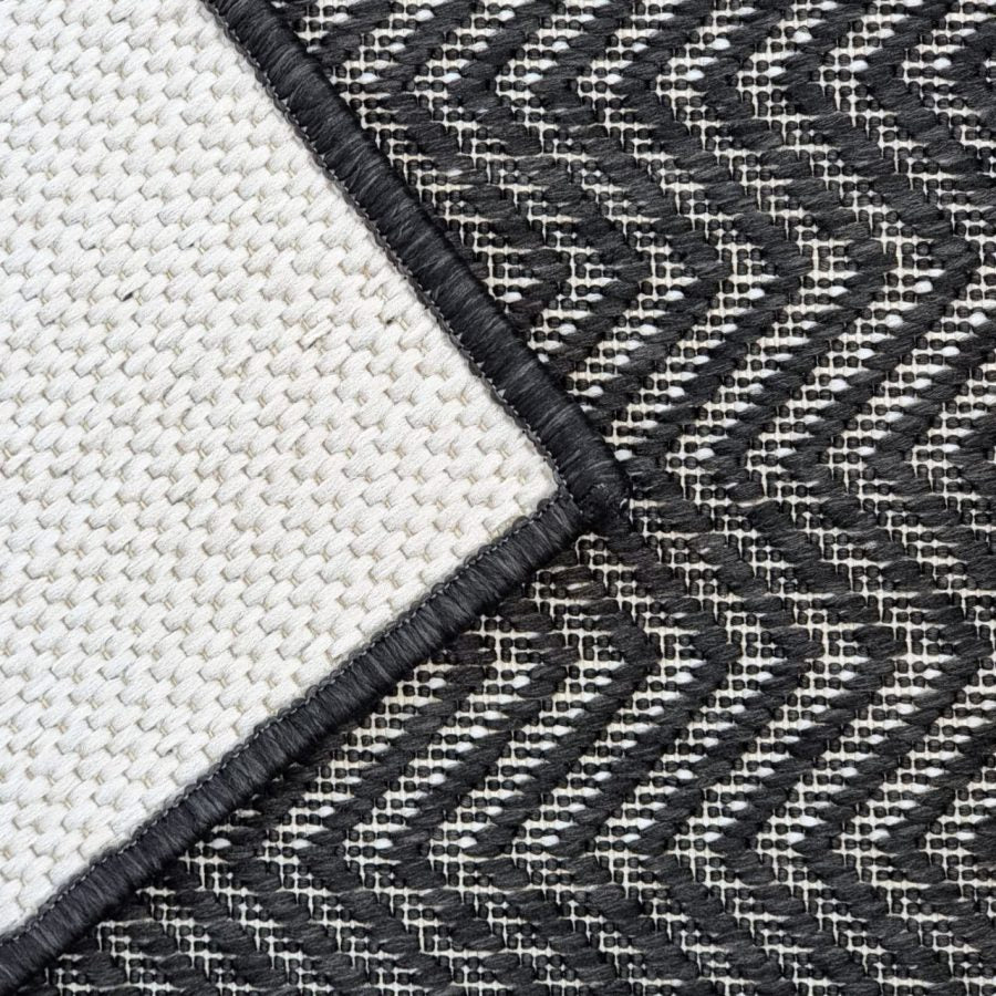 Outdoor Indoor Reversible Rug Quality Woven Soft  Sisal Look Weave Black White Cream Colour