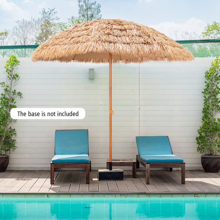 205 cm Thatched Tiki Patio Umbrella with 8 Ribs for Sun Protection