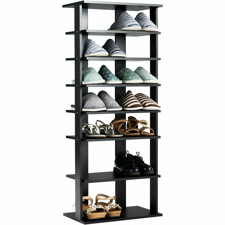 Extra Wide Wooden Vertical Shoe Rack with 7 Shelves