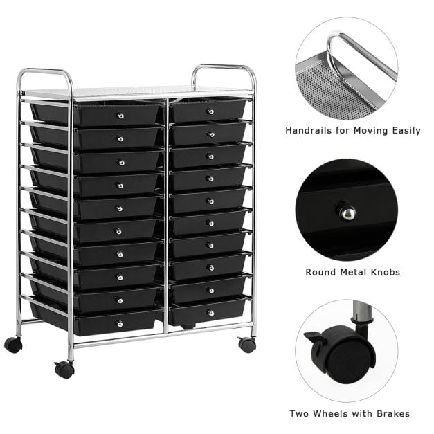 20 Drawers Storage Trolley with 4 Wheels for Beauty Salon - TidySpaces