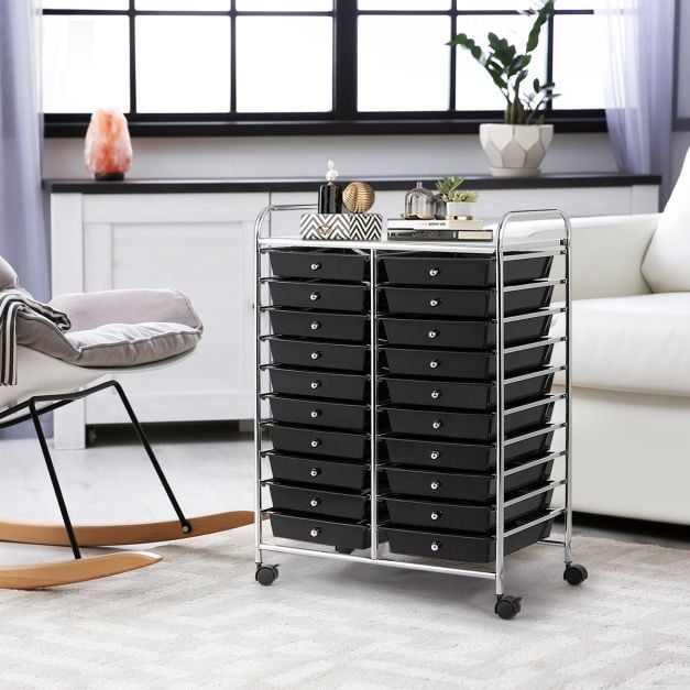 20 Drawers Storage Trolley with 4 Wheels for Beauty Salon - TidySpaces