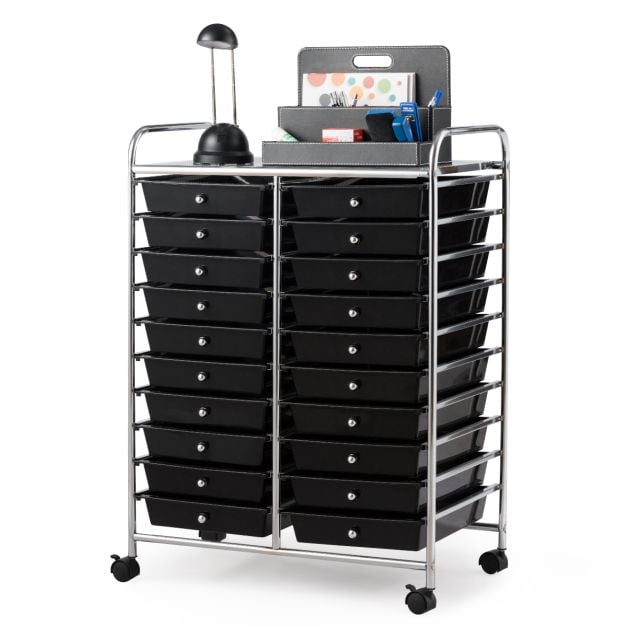 20 Drawers Storage Trolley with 4 Wheels for Beauty Salon - TidySpaces