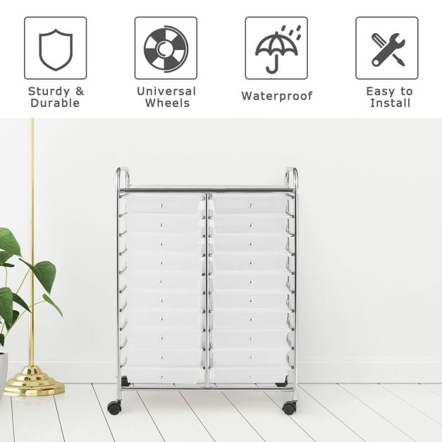 20 Drawers Storage Trolley with 4 Wheels for Beauty Salon - TidySpaces