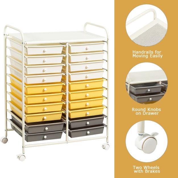 20 Drawers Storage Trolley with 4 Wheels for Beauty Salon