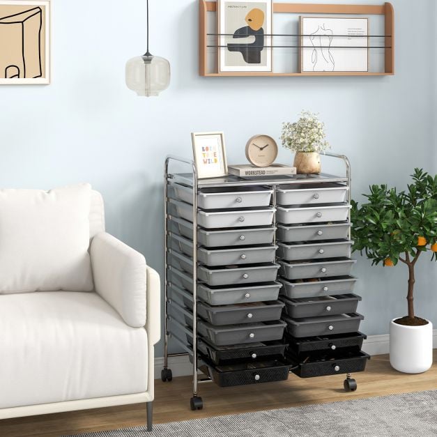 20 Drawers Storage Trolley with 4 Wheels for Beauty Salon - TidySpaces