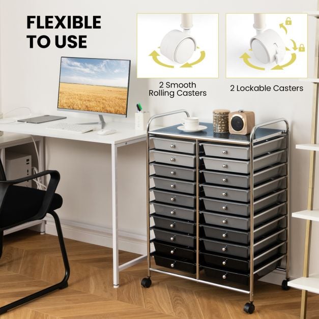 20 Drawers Storage Trolley with 4 Wheels for Beauty Salon - TidySpaces