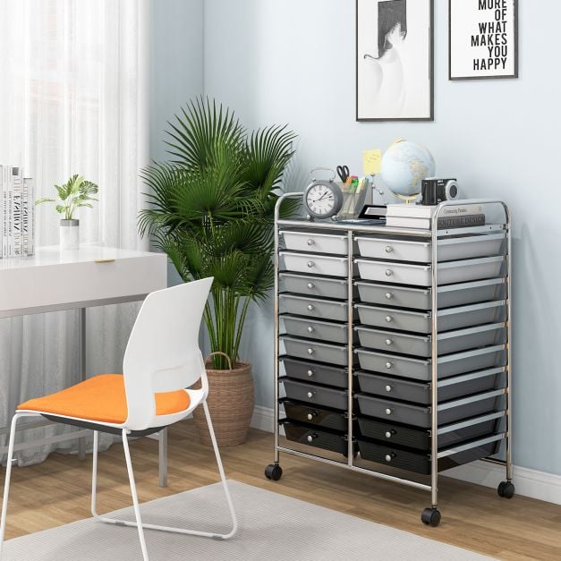 20 Drawers Storage Trolley with 4 Wheels for Beauty Salon - TidySpaces
