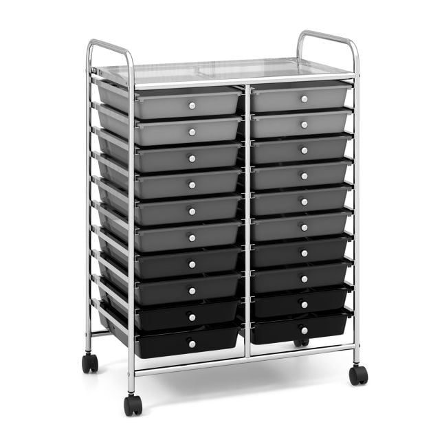 20 Drawers Storage Trolley with 4 Wheels for Beauty Salon - TidySpaces