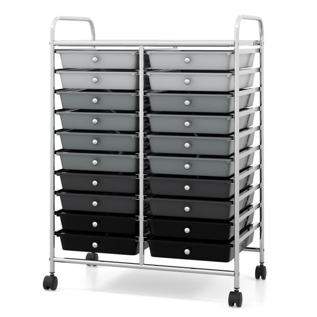 20 Drawers Storage Trolley with 4 Wheels for Beauty Salon - TidySpaces