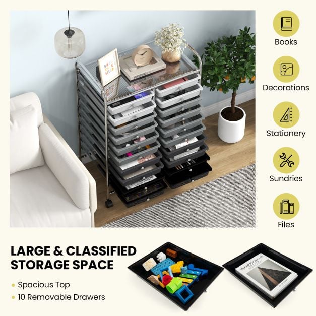20 Drawers Storage Trolley with 4 Wheels for Beauty Salon - TidySpaces