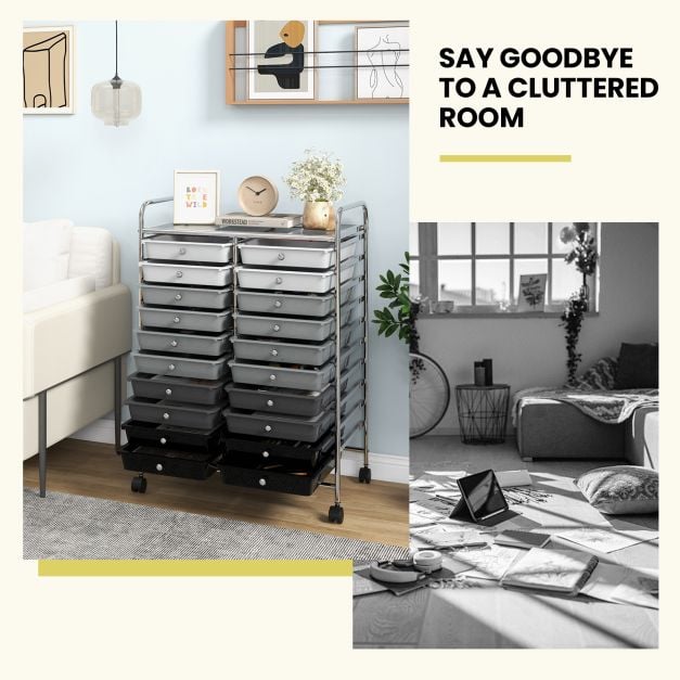 20 Drawers Storage Trolley with 4 Wheels for Beauty Salon - TidySpaces