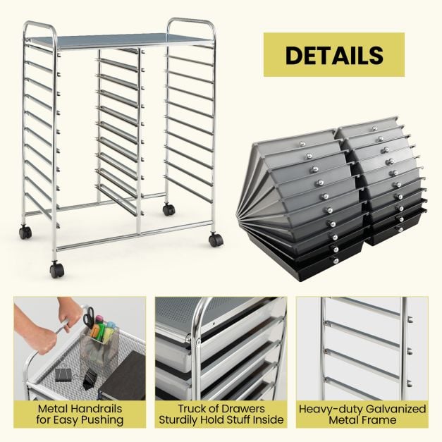 20 Drawers Storage Trolley with 4 Wheels for Beauty Salon - TidySpaces