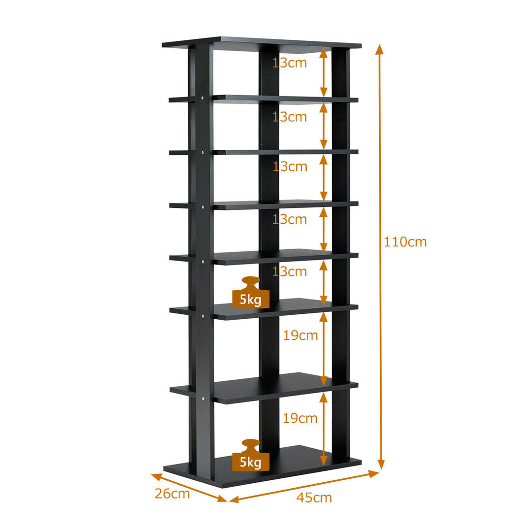 Extra Wide Wooden Vertical Shoe Rack with 7 Shelves