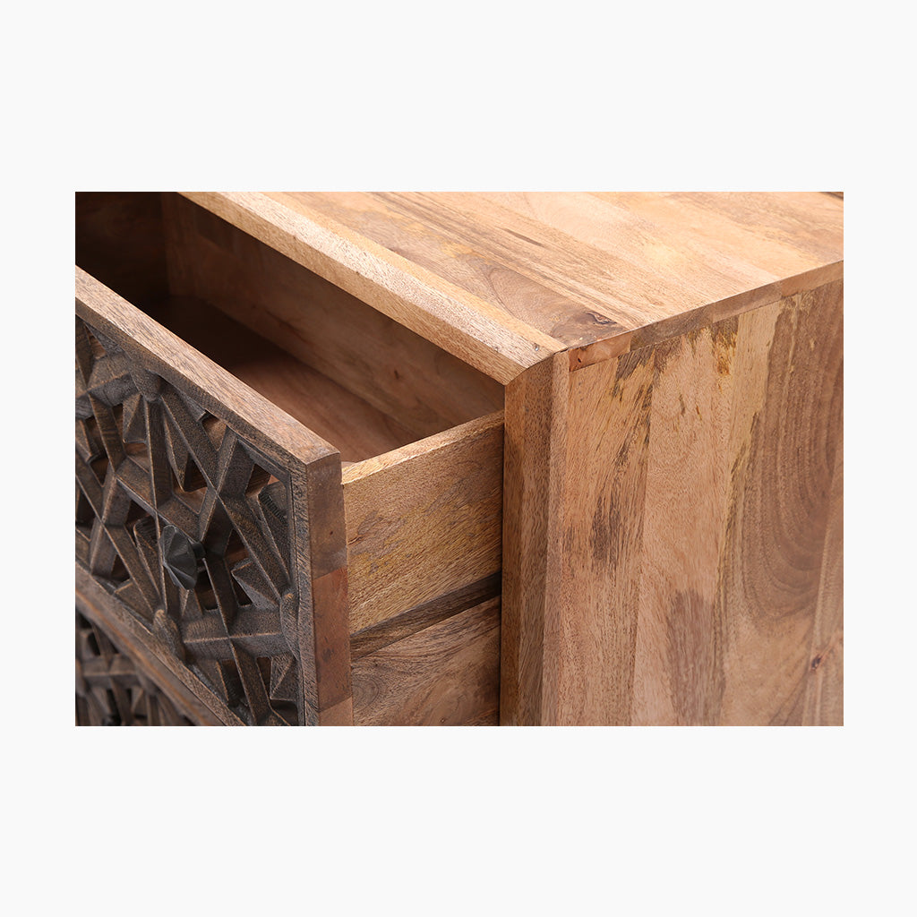 Zaayah Cut Work Wooden Three Chest of Drawers