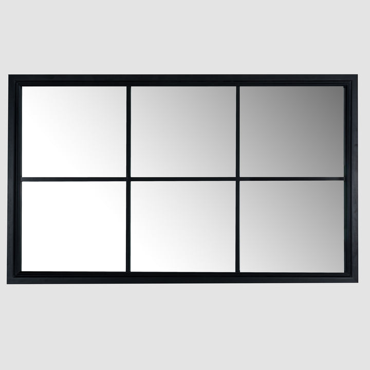Black Wood Large Window Mirror