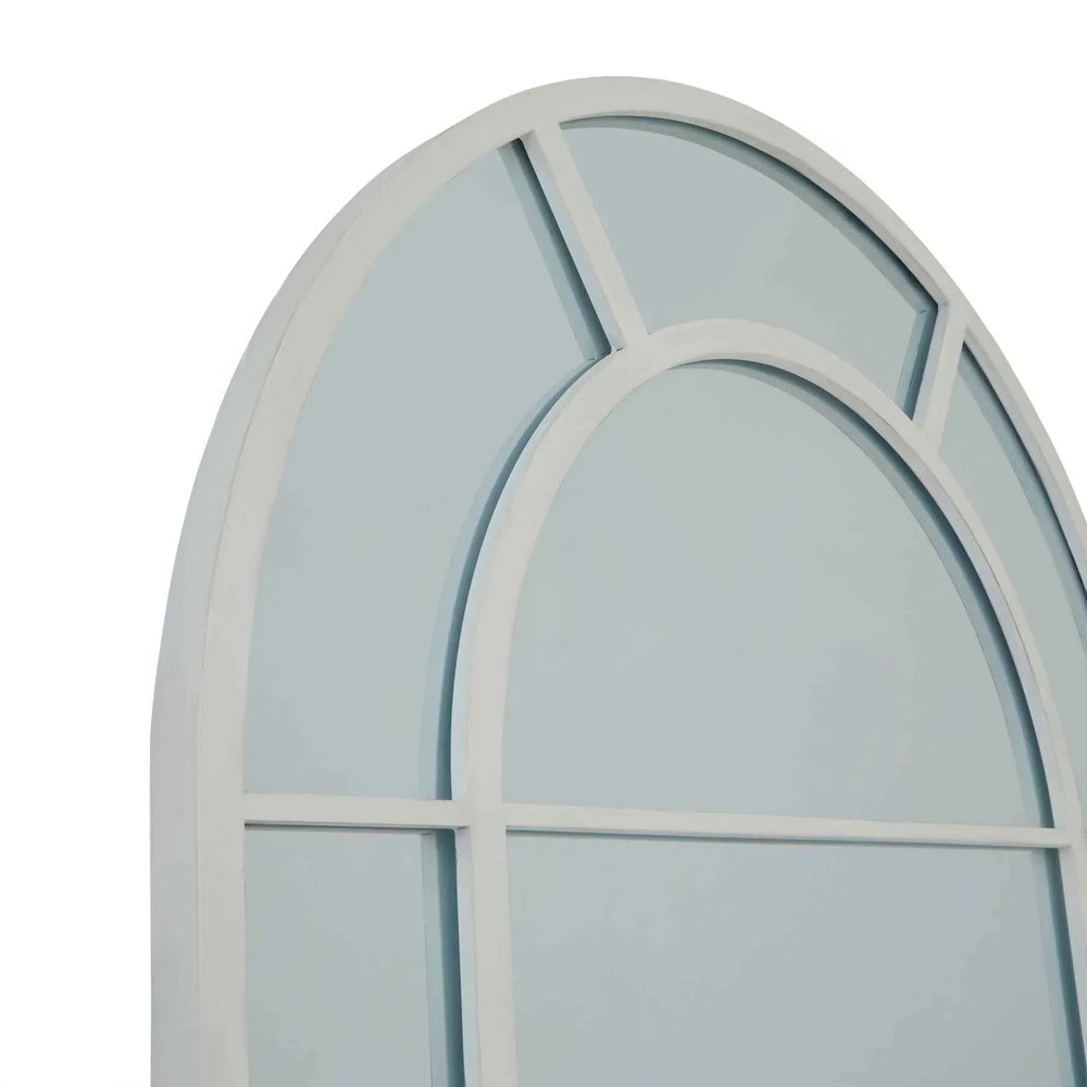 White Large Arched Window Mirror