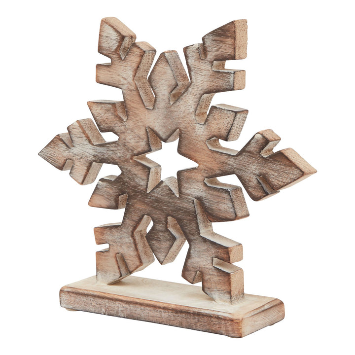 White Wash Collection Wooden Snowflake Decoration (Pack of 2)