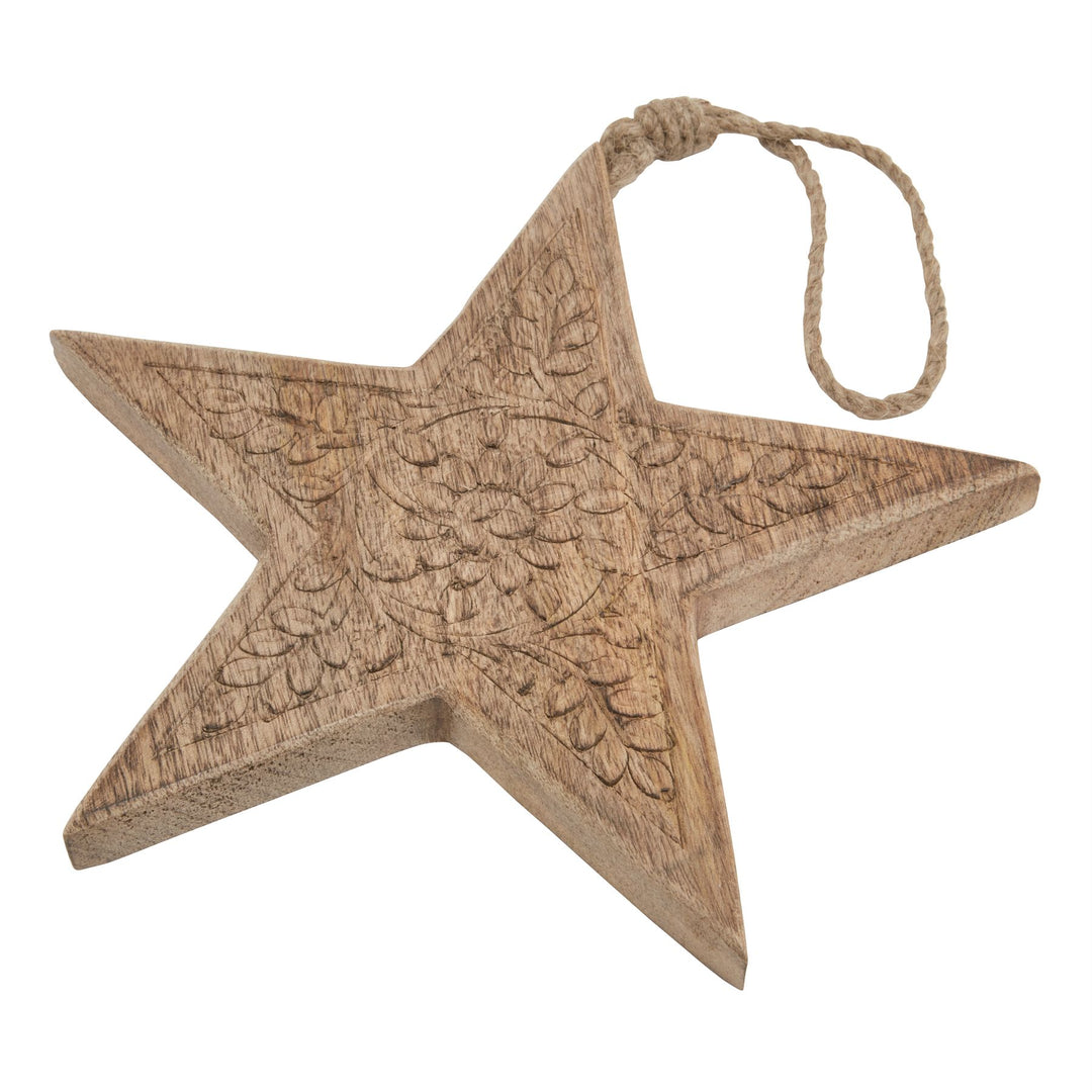 Natural Wooden Patterned Hanging Star