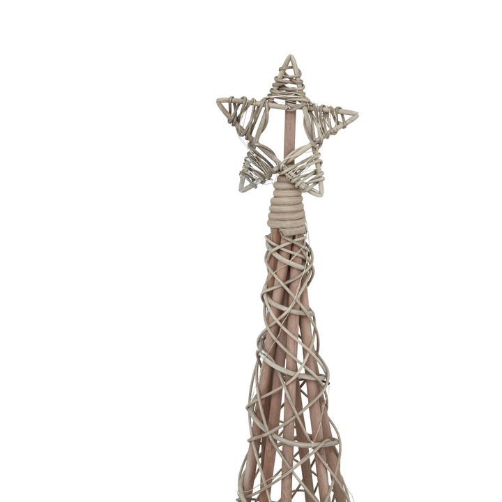 LED Wicker Christmas Tree With Star Decorative Lighted Holiday Home Accent