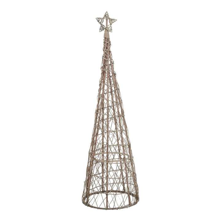 LED Wicker Christmas Tree With Star Decorative Lighted Holiday Home Accent