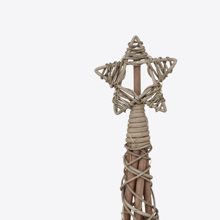 LED Wicker Christmas Tree With Star Decorative Lighted Holiday Home Accent