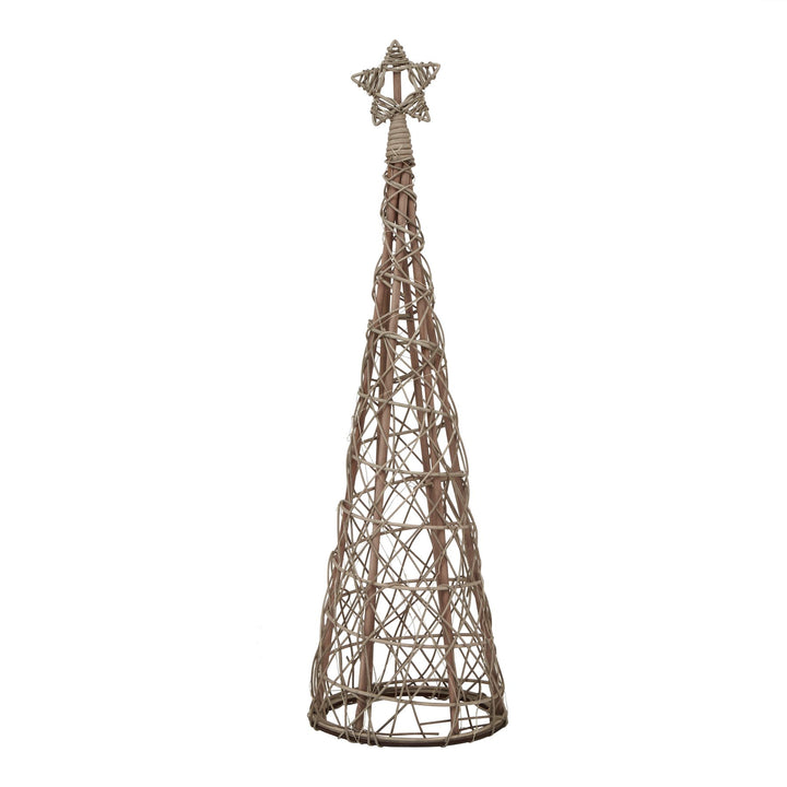 LED Wicker Christmas Tree With Star Decorative Lighted Holiday Home Accent