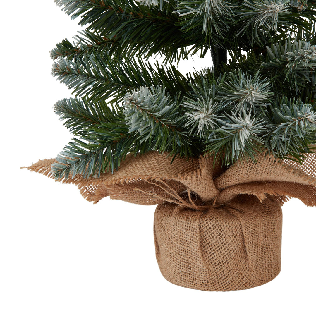 Medium Snowy Conifer Tree In Hessian Wrap - TidySpaces