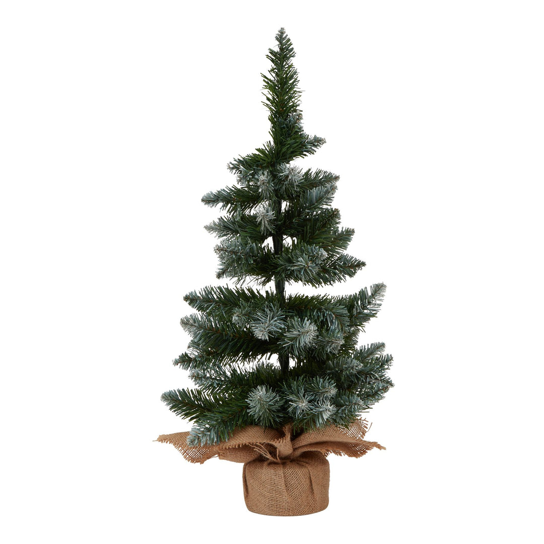 Medium Snowy Conifer Tree In Hessian Wrap - TidySpaces