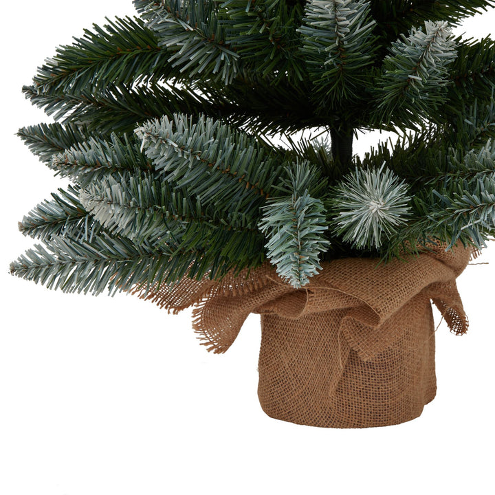 Large Snowy Conifer Tree In Hessian Wrap - TidySpaces