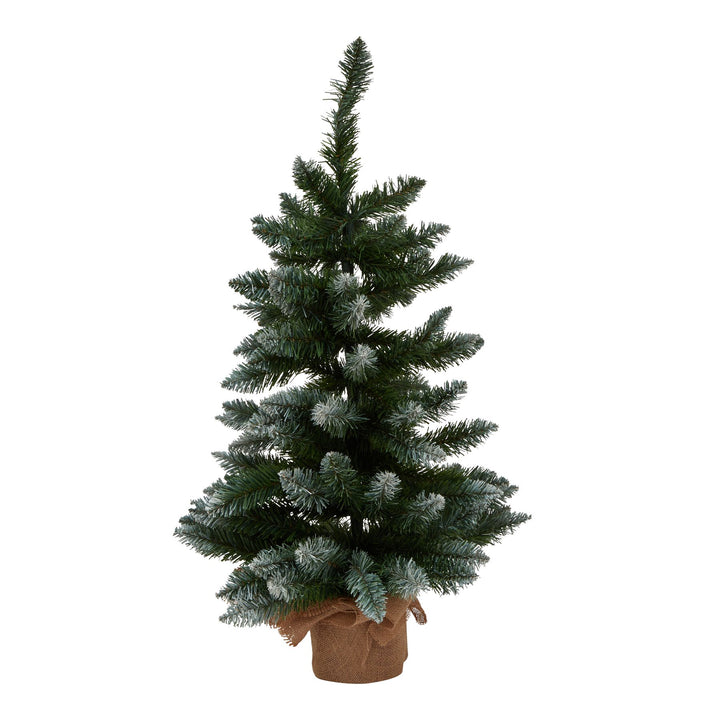 Large Snowy Conifer Tree In Hessian Wrap - TidySpaces