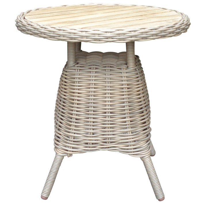 Amalfi Collection Outdoor Bistro Table With Wood Top BEIGE METAL - TidySpaces