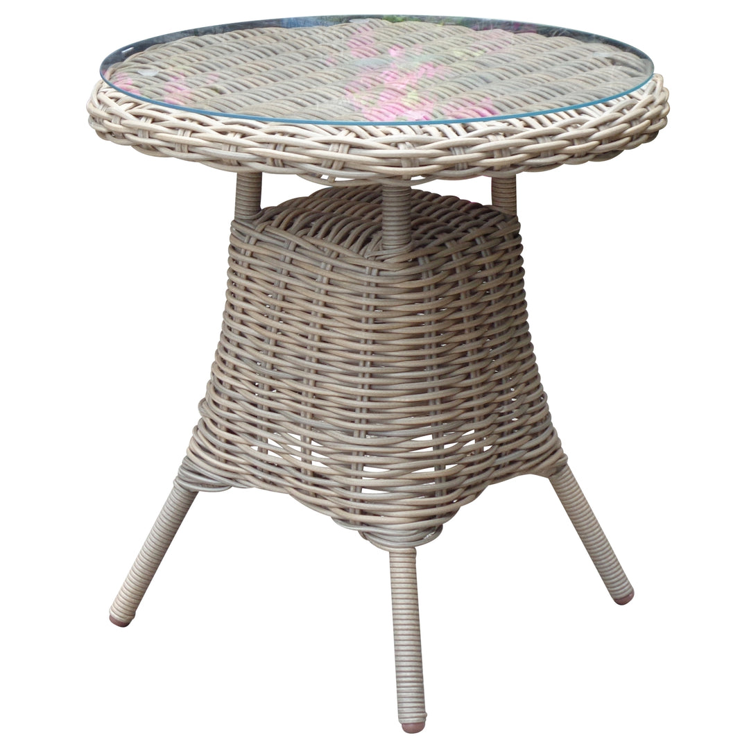 Amalfi Collection Outdoor Bistro Table With Glass Top BEIGE GLASS - TidySpaces