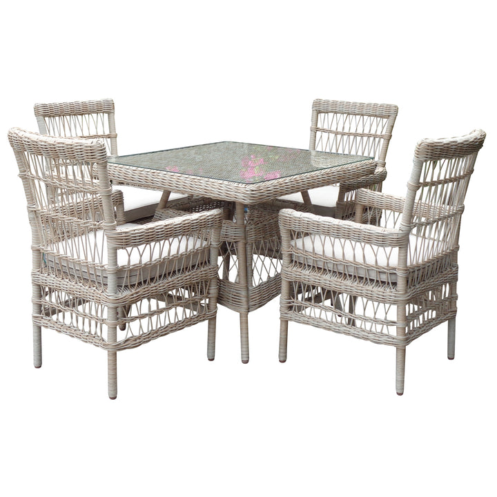 Provence Collection Outdoor 4 Seater Dining Set BEIGE GLASS - TidySpaces