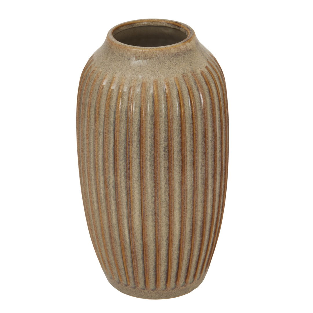 Sabbia Collection Ribbed Vase BROWN CERAMIC - TidySpaces