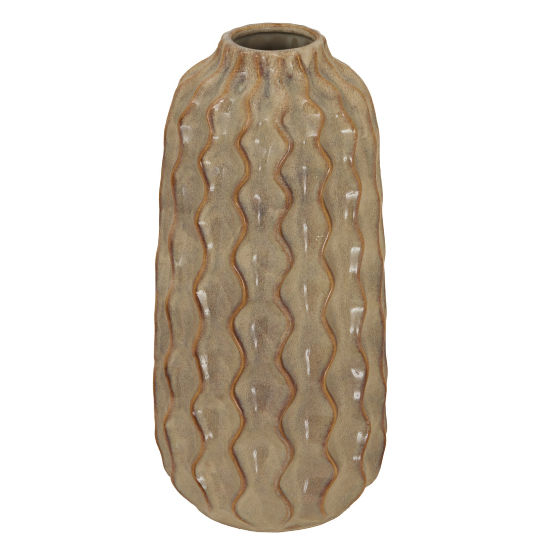 Sabbia Collection Medium Wave Vase BROWN CERAMIC - TidySpaces