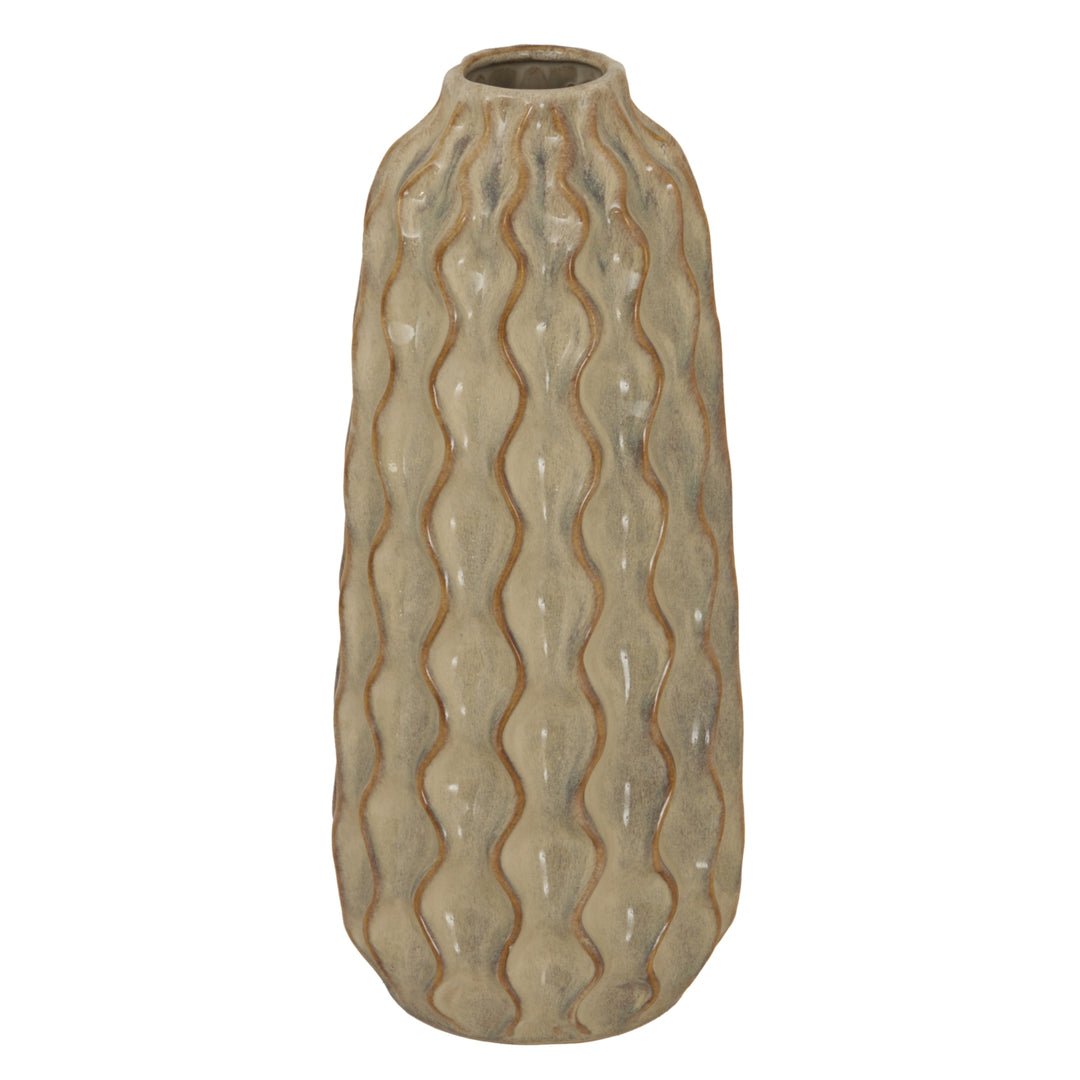 Sabbia Collection Tall Wave Vase BROWN CERAMIC - TidySpaces