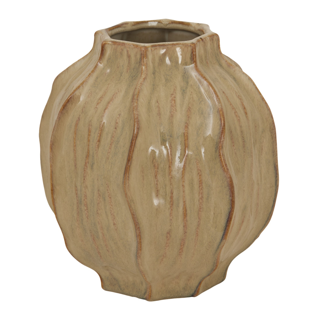 Sabbia Collection Squat Seed Pod Vase BROWN CERAMIC - TidySpaces