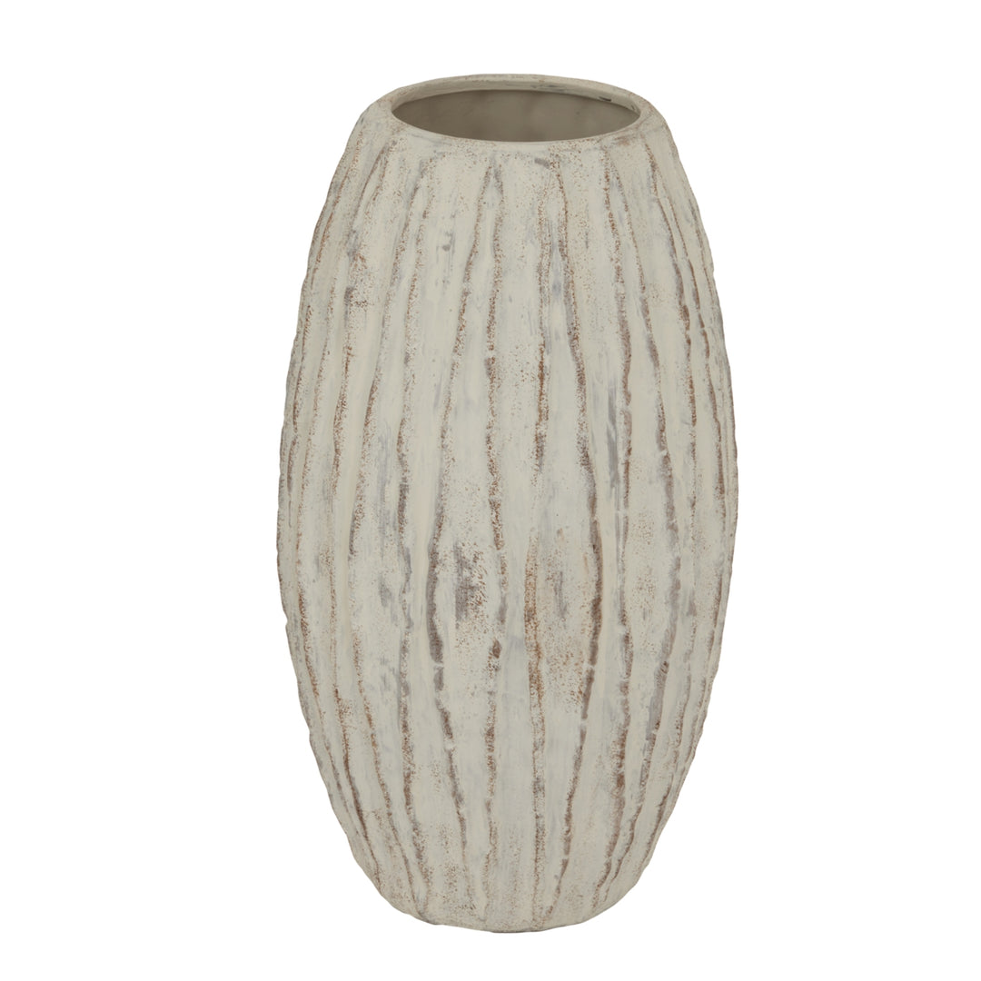 Lorenza Large Fin Vase WHITE CERAMIC - TidySpaces