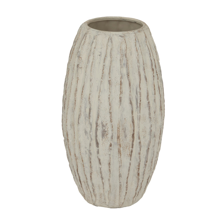 Lorenza Large Fin Vase WHITE CERAMIC - TidySpaces