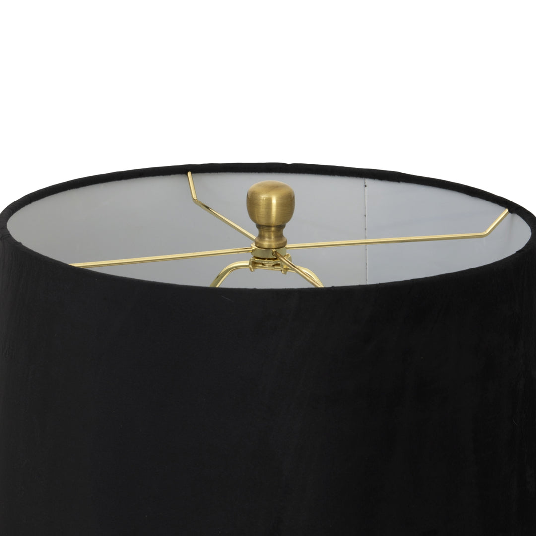Luxton Glass Fluted Lamp With Black Velvet Shade - TidySpaces