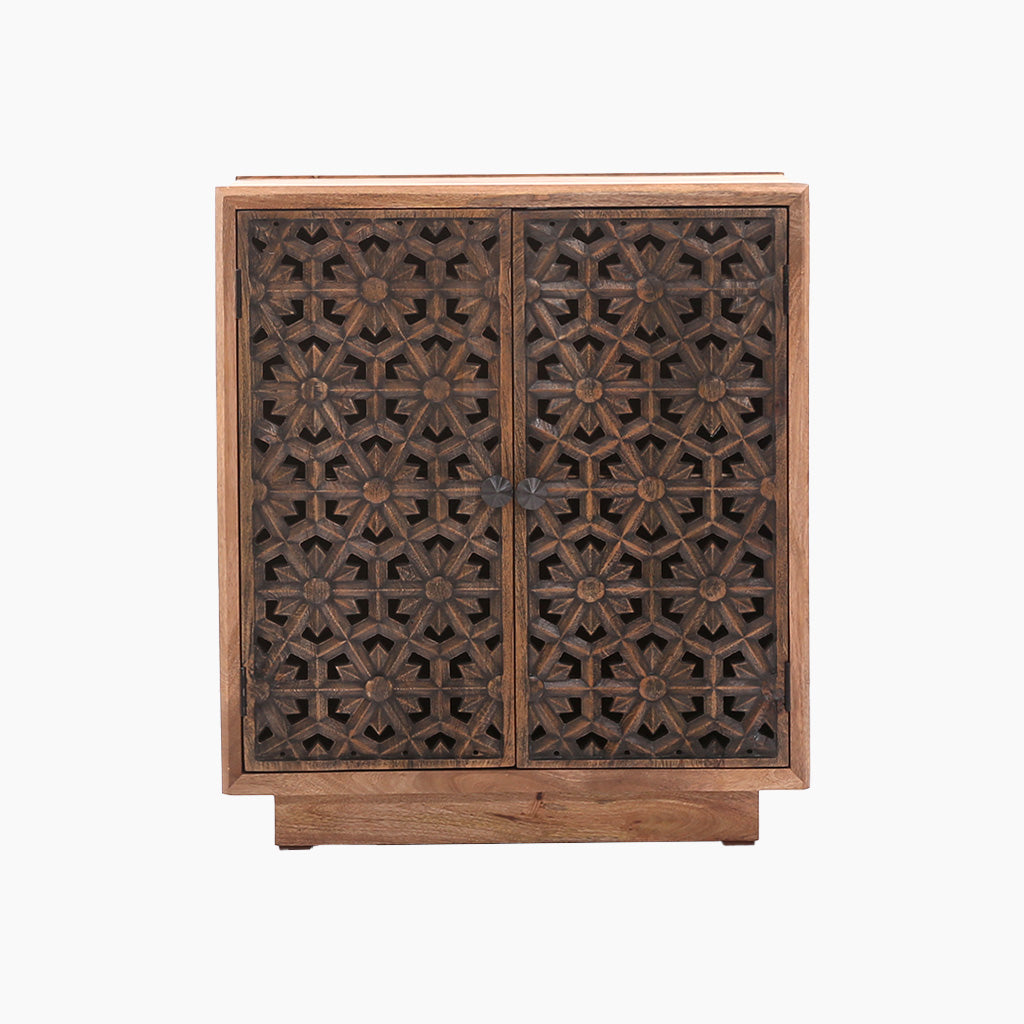 Zaayah Cut Work Two Door Wooden Cabinet - TidySpaces