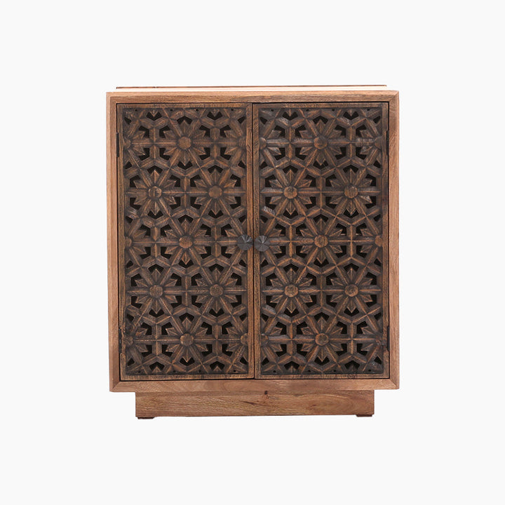 Zaayah Cut Work Two Door Wooden Cabinet - TidySpaces