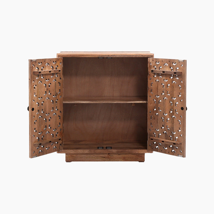 Zaayah Cut Work Two Door Wooden Cabinet - TidySpaces