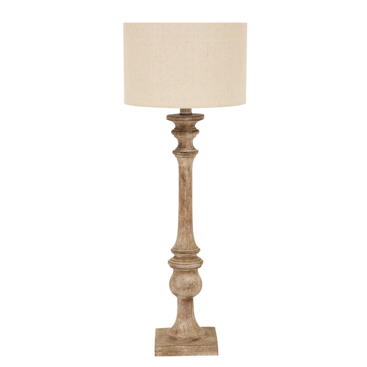 Pallido Candlestick Table Lamp With Linen Shade - TidySpaces