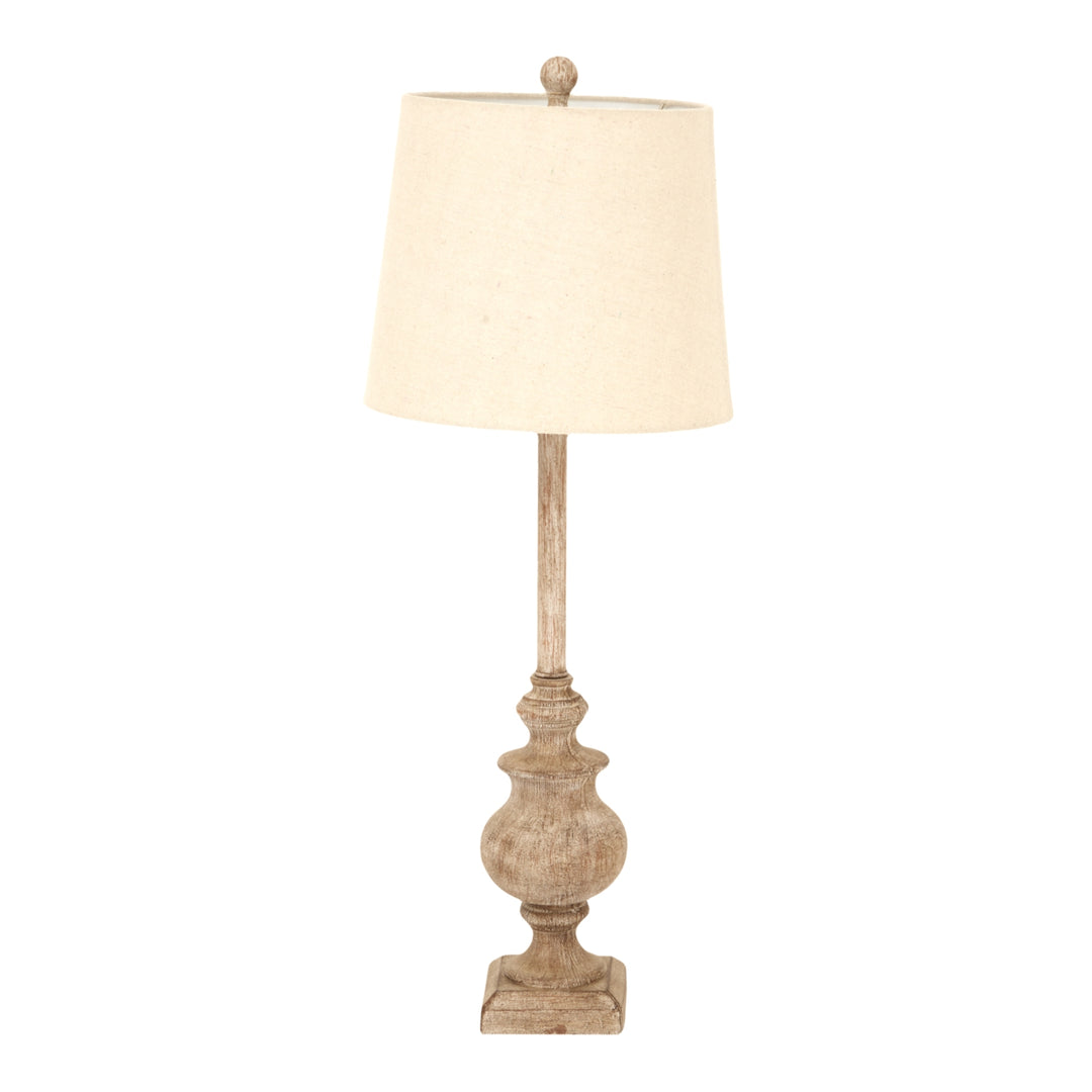 Chiaro Candlestick Table Lamp With Linen Shade BROWN RESIN - TidySpaces
