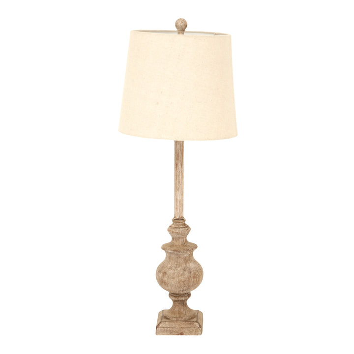 Chiaro Candlestick Table Lamp With Linen Shade BROWN RESIN - TidySpaces