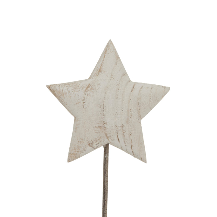 Large Whitewashed Rustic Star On Stand